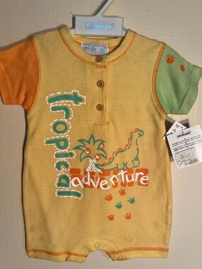 Minibasix Tropical Adventure Short Sleeve One-Piece in Yellow